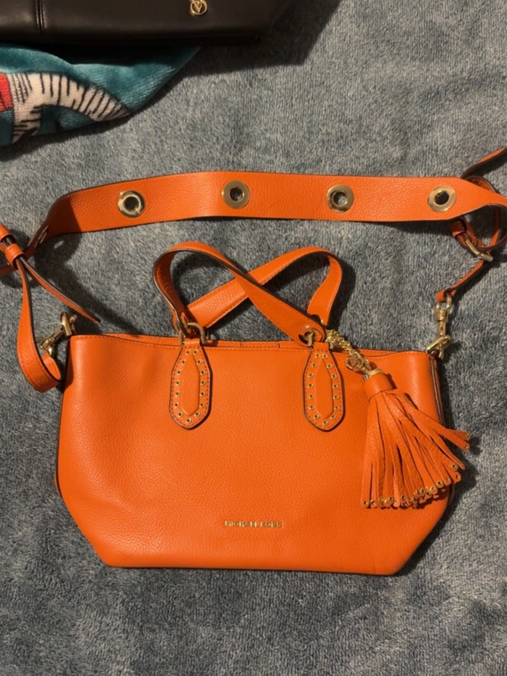 Michael Kors Orange Leather Crossbody with Tassel